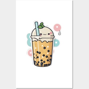 Cute Bubble Tea Cartoon Boba Drawing Posters and Art